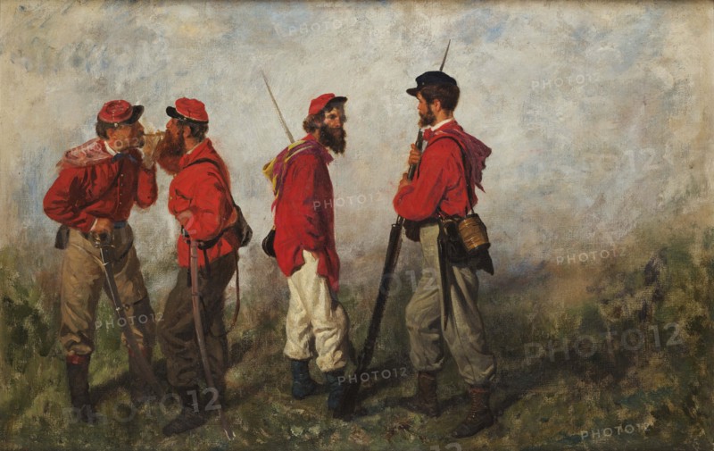 A group of Garibaldians, 1860. Creator: Palizzi; Filippo (1818-1899).