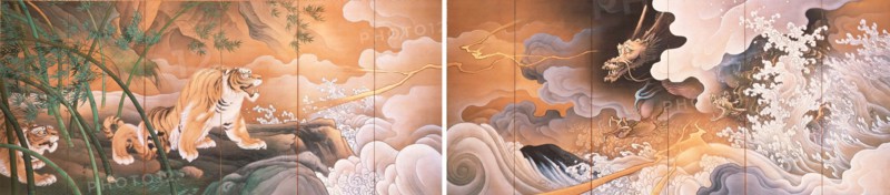 Ryukozu (Dragon and tiger), 1895. Creator: Gaho; Hashimoto (1835-1908).