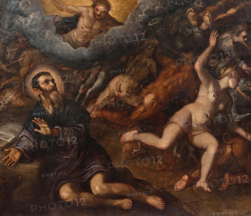 Saint Anthony banishing the devils of temptation, 1600s. Creator: Tintoretto; Domenico (1560-1635).
