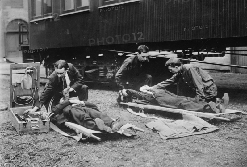 Reviving mine victims, between c1910 and c1915. Creator: Bain News Service.