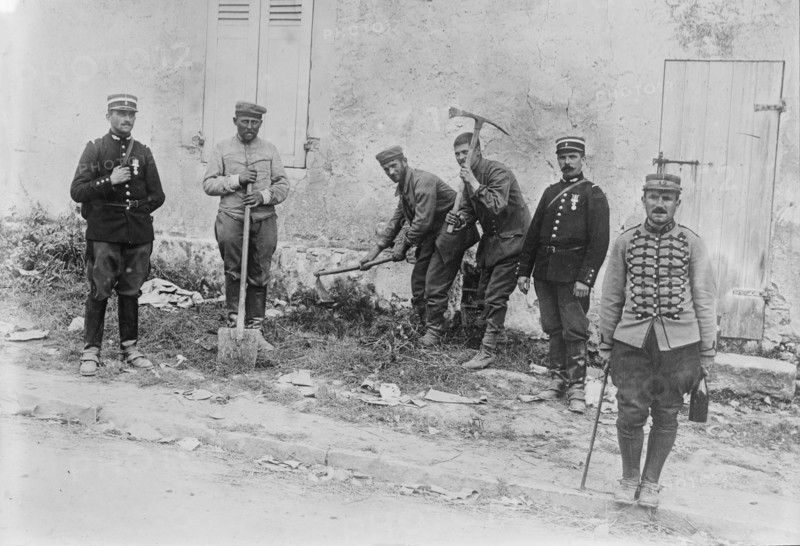 German prisoners at work, near Villeroy, 1914. Creator: Bain News Service.