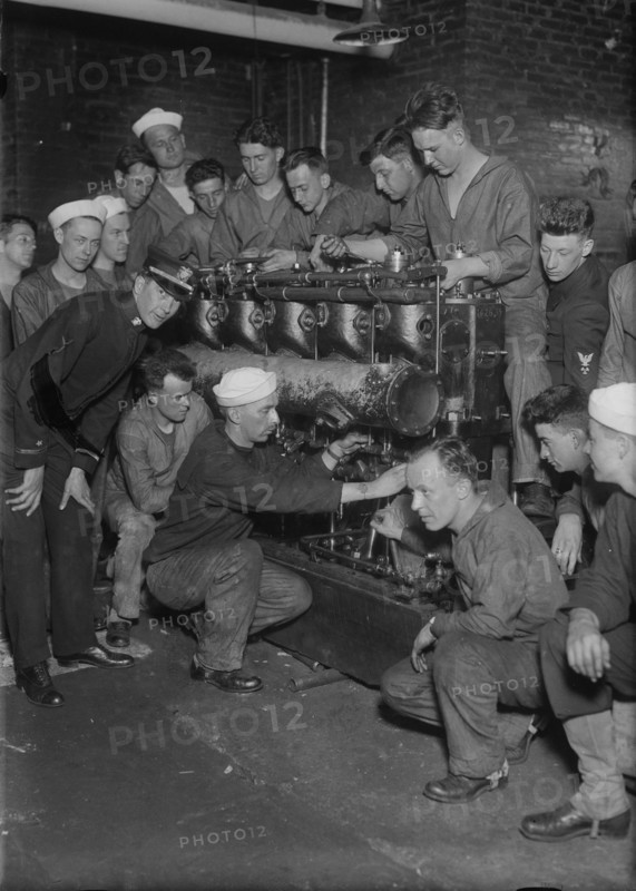Assembling main engine, between c1915 and c1920. Creator: Bain News Service.