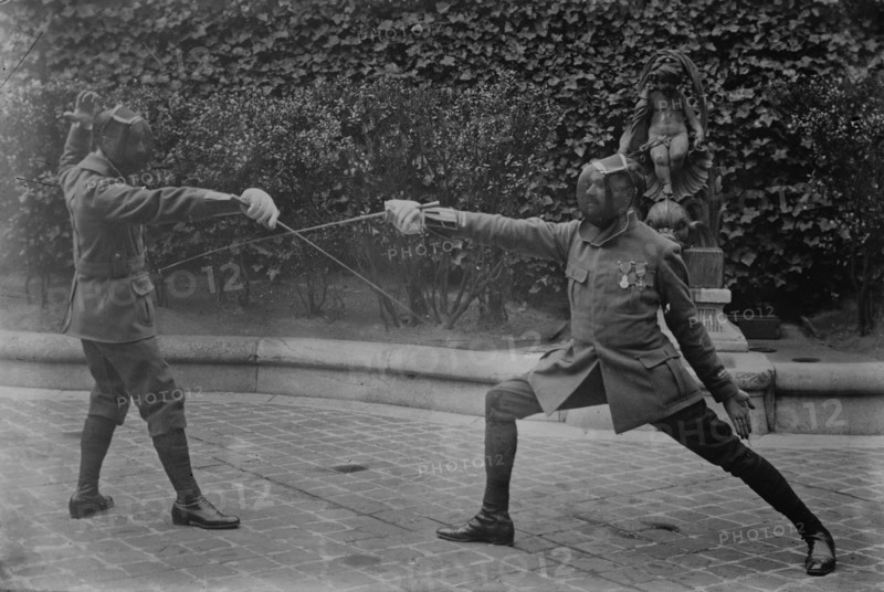 Blind fencing in Phare de France, between c1915 and c1920. Creator: Bain News Service.