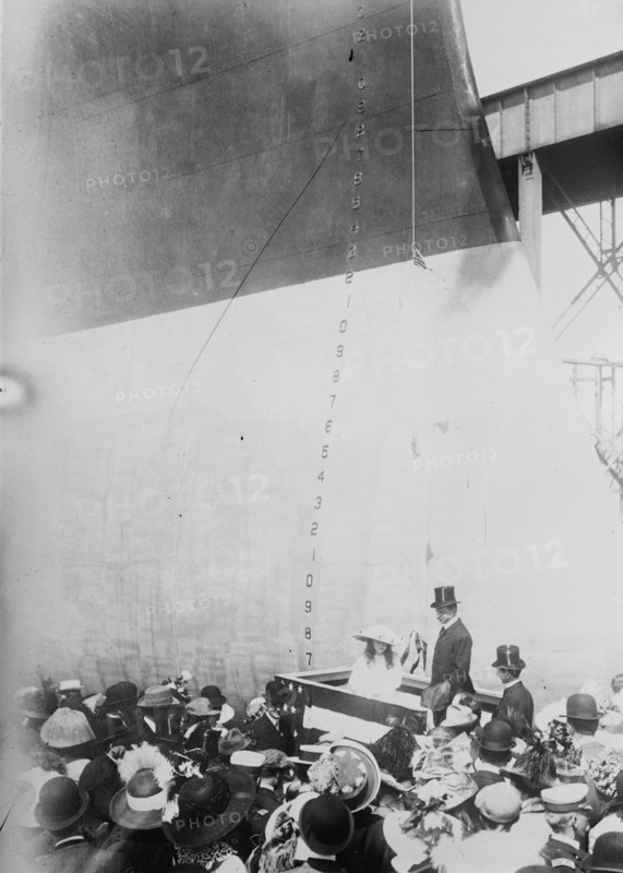 Launching of TEXAS - Secy Meyer [and] Claudia Lyon, 1912. Creator: Bain News Service.