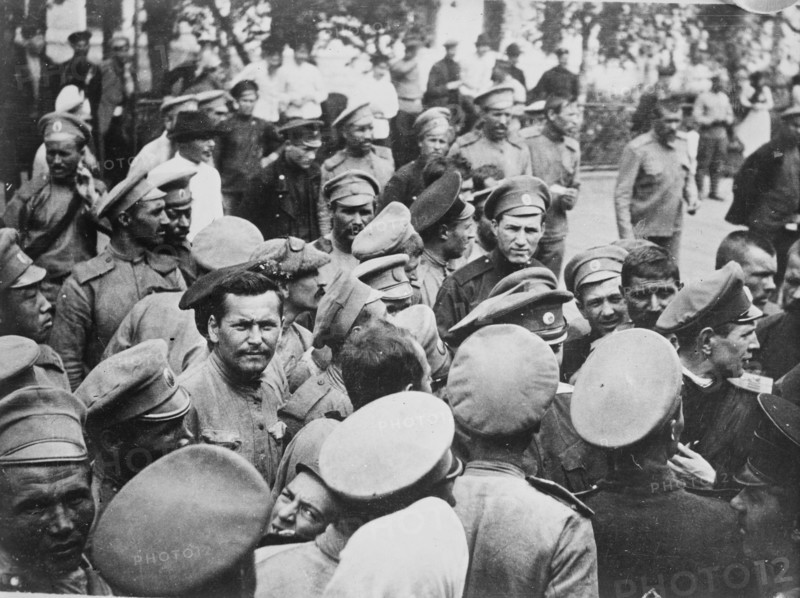 Russian troops at railroad station, between c1915 and c1920. Creator: Bain News Service.