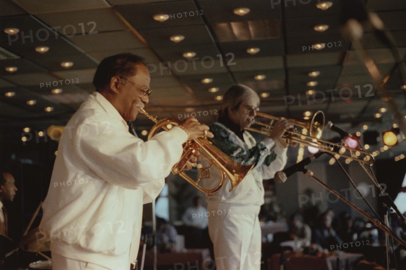 Clark Terry and Bob Brookmeyer, Jazz Inn Party, Nordwijk, Netherlands, 1989. Creator: Brian Foskett.