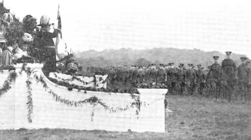 The King reviewing the West Lancashire Territorial Division: the march past, 1909. Creator: Sport & General.
