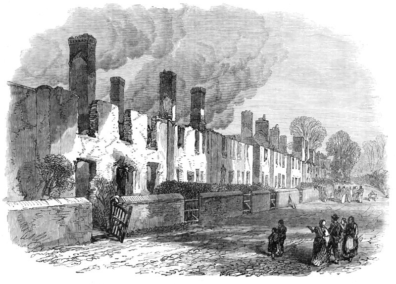 Ruins of Broadclist, a village near Exeter, after the fire, 1870. Creator: Unknown.