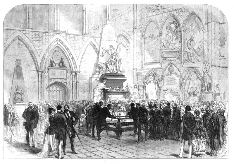The grave of Charles Dickens in Poets' Corner, Westminster Abbey, 1870. Creator: Unknown.