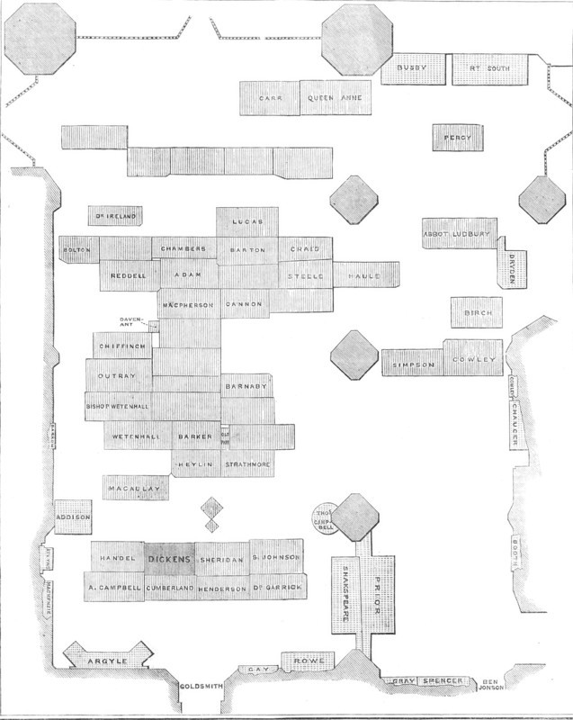 Plan of Poets' Corner, Westminster Abbey, 1870. Creator: Unknown.