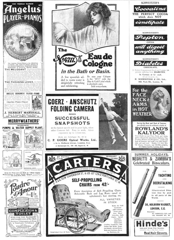 Page of advertisements, 1909. Creator: Unknown.