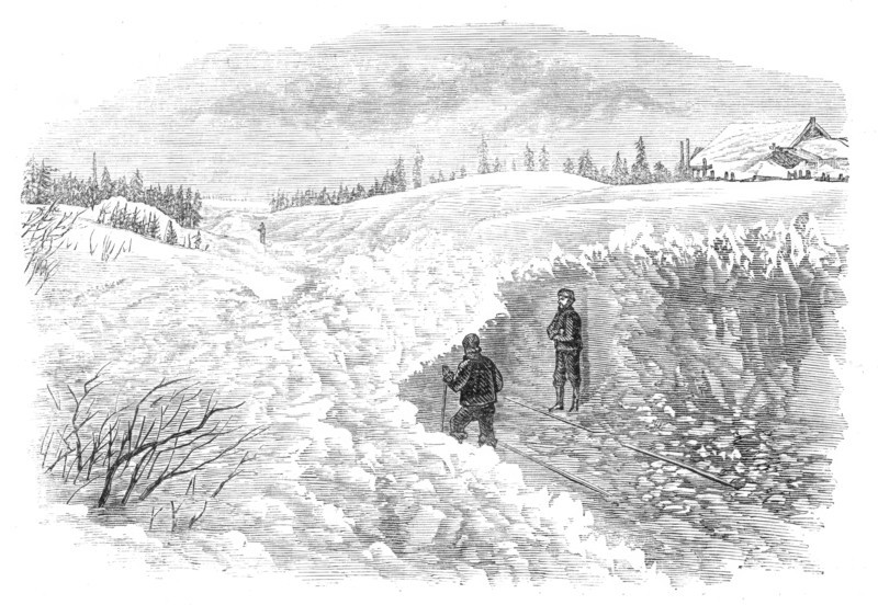 Snow-Plough on the Grand Trunk Railway of Canada, 1870. Creator: Unknown.