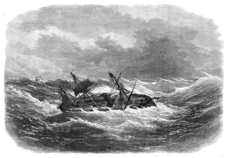 The Crocodile Indian troop-ship in a storm, 1870. Creator: Unknown.
