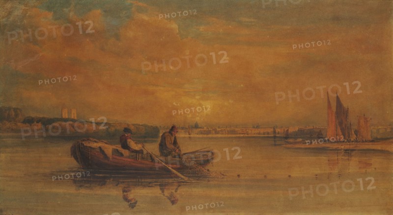 London from the Thames above Westminster, 1810. Creator: David Cox the Elder.