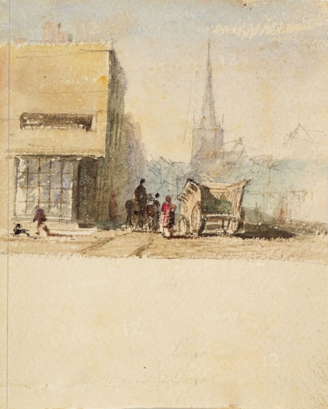 The Bull Ring and St Martin's Church, Birmingham, 1835-45. Creator: David Cox the Elder.