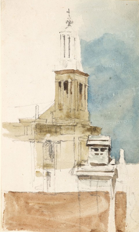 Sketch of a Church, c1840s. Creator: David Cox the Elder.