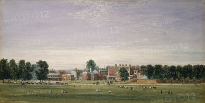 Buckingham House from the Green Park, 1825. Creator: David Cox the Elder.
