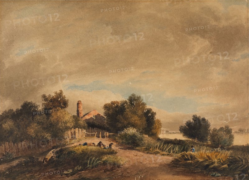 Landscape with a Cottage and Wheelbarrow, 1809. Creator: David Cox the Elder.