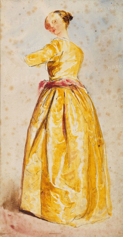 Drapery Study For Figure of Woman in Yellow Dress, c1820s. Creator: David Cox the Elder.