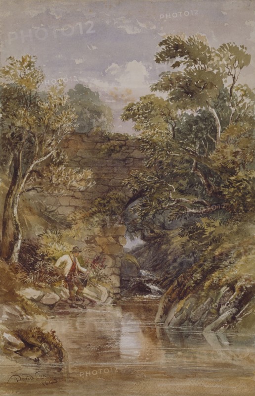 Fishing, A Risky Position, 1843. Creator: David Cox the Younger.