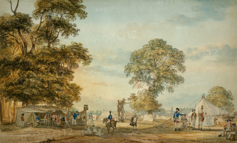 Encampment In Hyde Park During The Gordon Riots, 1780. Creator: Paul Sandby.