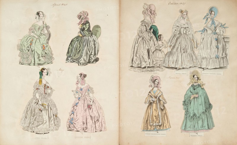 Costume plates, 1837, 1840. Creator: Unknown.