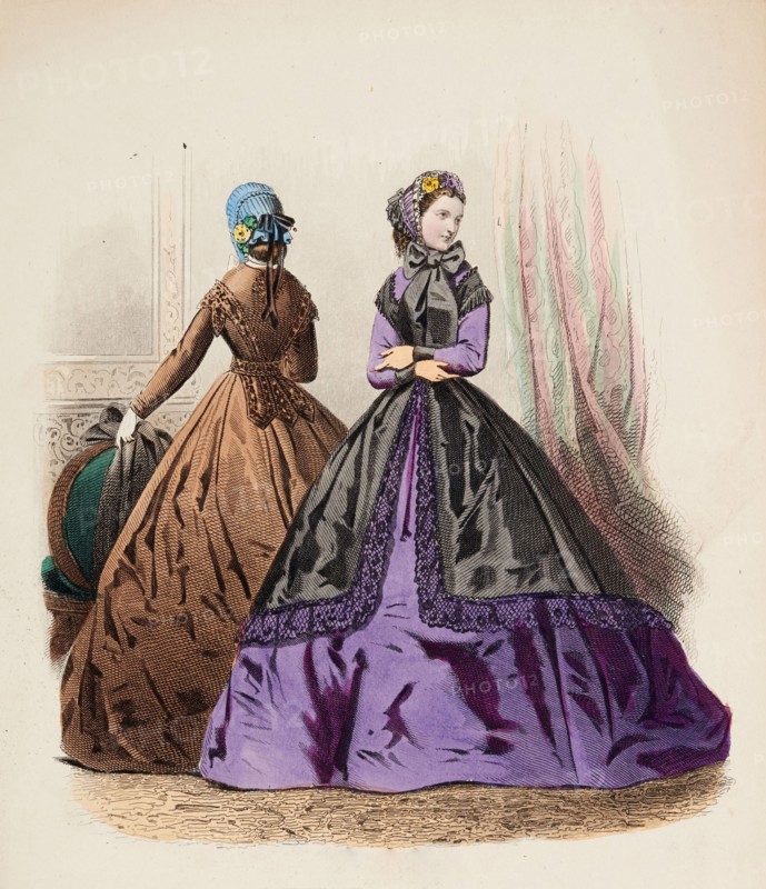 Fashion Plate - Petit Courrier des Dames 'Modes de Paris', 1858. Creator: Gilquin fils.
