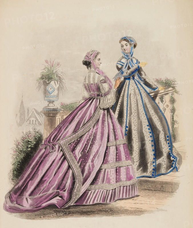 Fashion plate - Petit Courrier des Dames 'Modes des Paris', 1860. Creator: Gilquin fils.