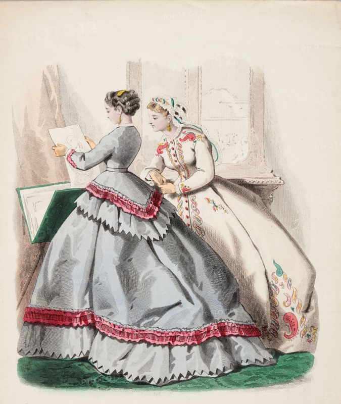 Fashion Plate - Petit Courrier des Dames 'Modes de Paris', 1866. Creator: Gilquin fils.