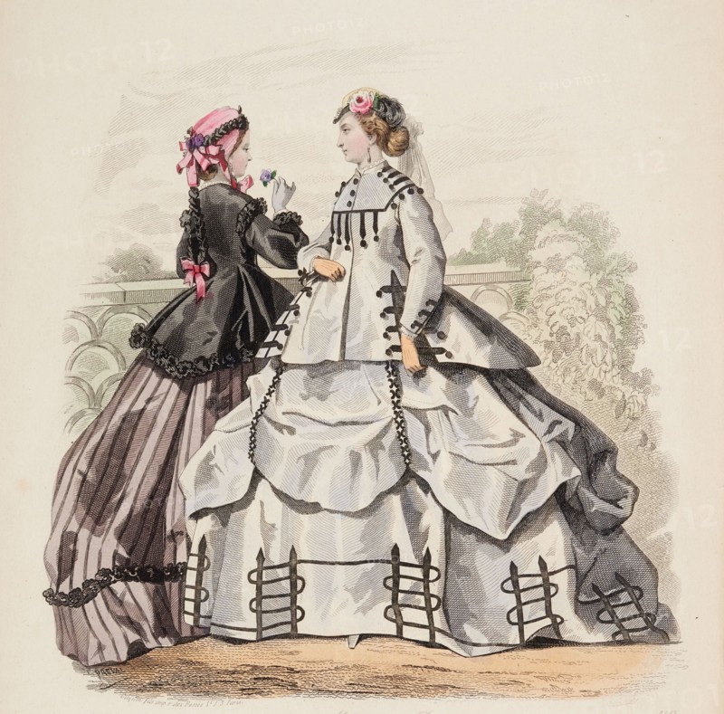 Fashion Plate - Petit Courrier des Dames 'Modes de Paris', 1866-67. Creator: Gilquin fils.