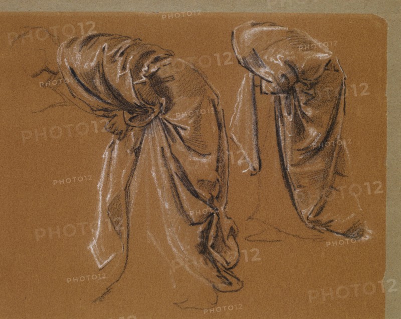 The Wine of Circe - Drapery Studies for crouching Figure of Circe, 1866-69. Creator: Sir Edward Coley Burne-Jones.