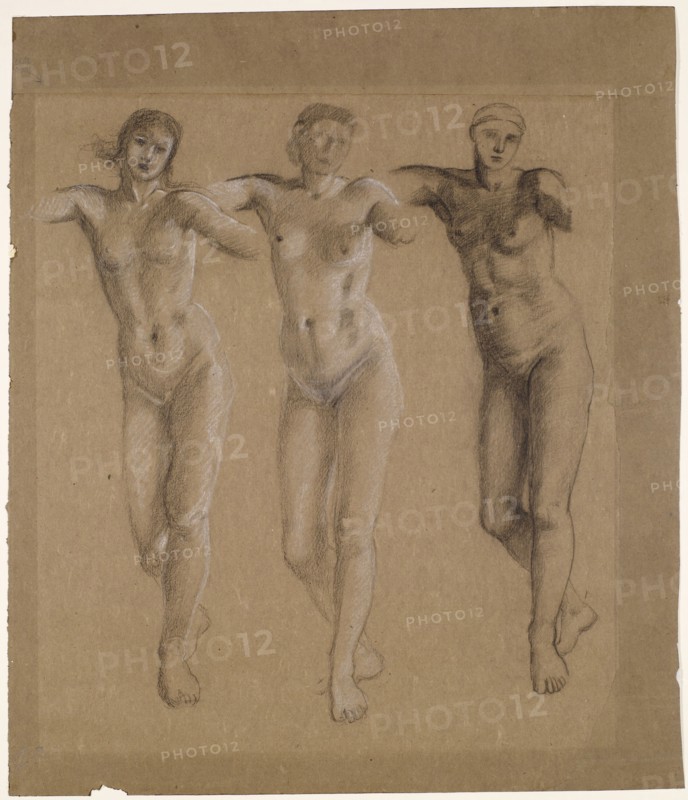 The Fates - Three Studies for one of the Lovers / or Cupid and Psyche, 1865. Creator: Sir Edward Coley Burne-Jones.