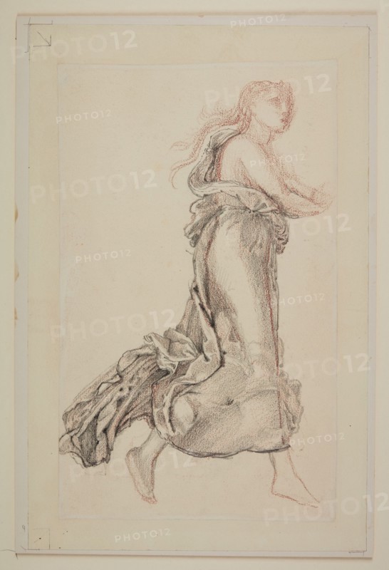 Female - Drapery Study of Flying Drapery, 1865-66. Creator: Sir Edward Coley Burne-Jones.