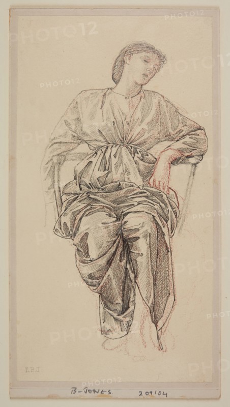 The Fates - drapery study, 1865-66. Creator: Sir Edward Coley Burne-Jones.