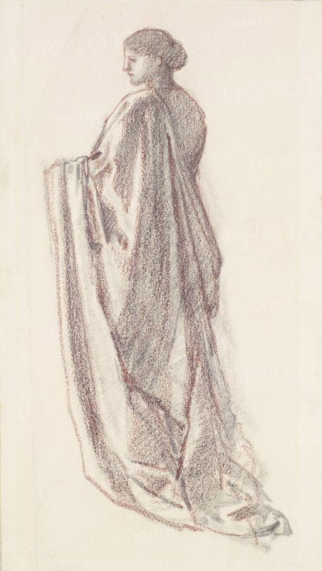Female - Drapery Study - background figure for St Theophilus and the Angel? 1864-65. Creator: Sir Edward Coley Burne-Jones.