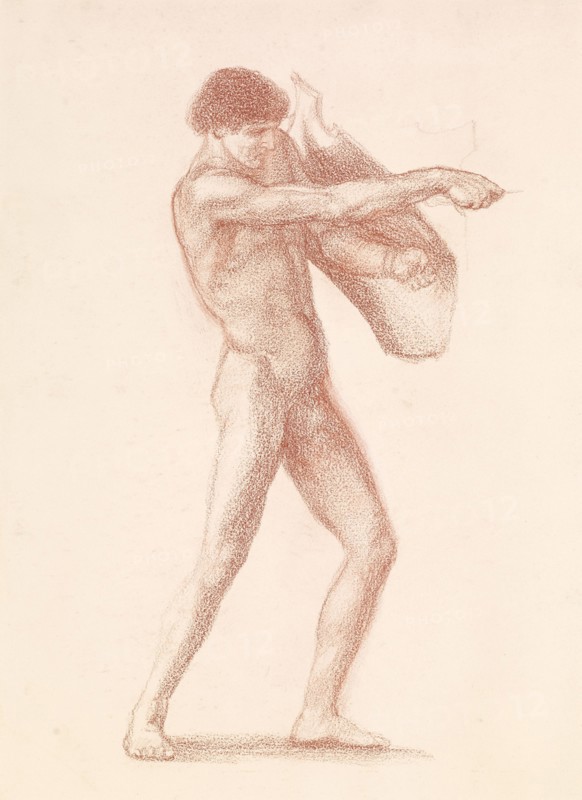 St George Series - Male Nude - Study of St George for 'St George slaying the Dragon', 1865-66. Creator: Sir Edward Coley Burne-Jones.