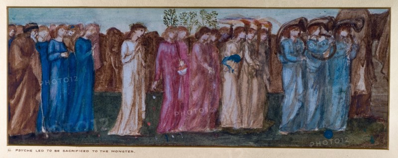 Cupid and Psyche - Study for the Palace Green Mural - The King and Mourners, 1872. Creator: Sir Edward Coley Burne-Jones.