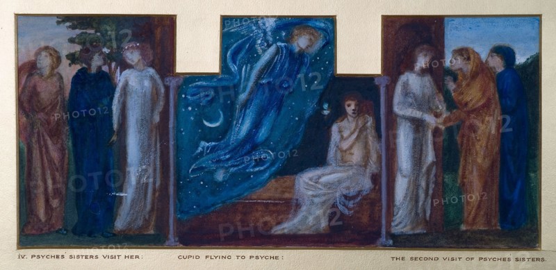 Cupid and Psyche - Study for the Palace Green Mural - Psyche's Sisters visit her at Cupid's... 1872. Creator: Sir Edward Coley Burne-Jones.