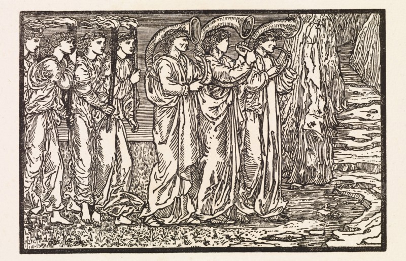 Cupid and Psyche - Procession of Musicians and Torchbearers accompanying Psyche to the..., 1880. Creator: Sir Edward Coley Burne-Jones.