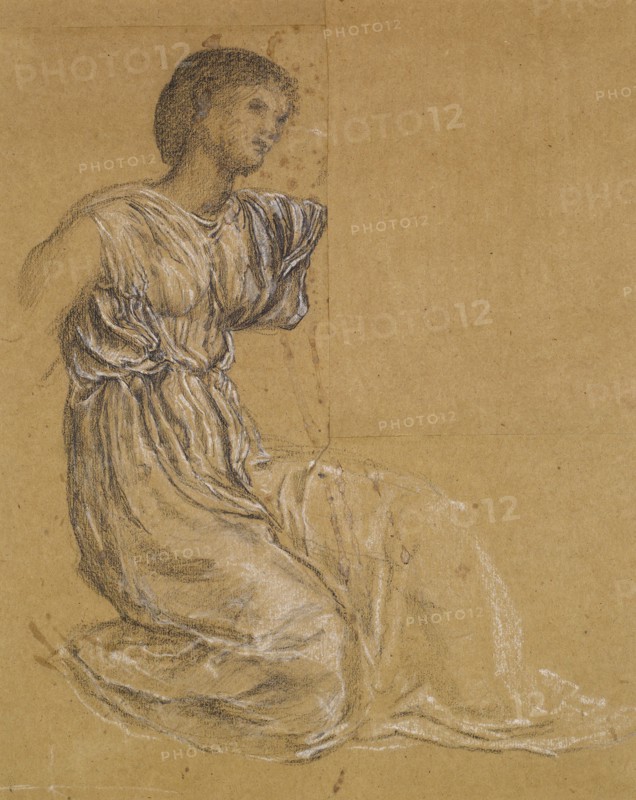 Cupid delivering Psyche - Drapery Study for Psyche, 1865-66. Creator: Sir Edward Coley Burne-Jones.