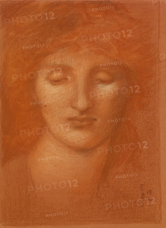 The Star of Bethlehem - Study for the Angel's Head, 1890. Creator: Sir Edward Coley Burne-Jones.