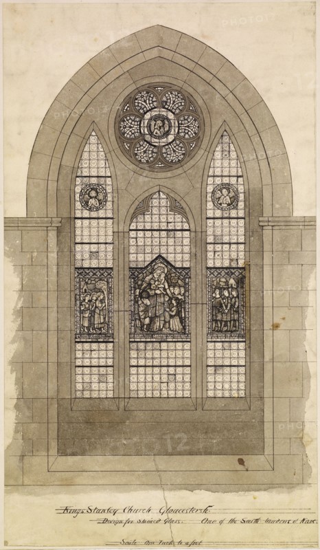 Design For Stained Glass - Kings Stanley Church, Gloucestershire, 1860-62. Creator: Philip Webb.