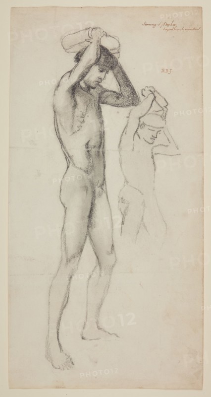 Male Nude - Studies for The Stoning of St Stephen, 1863. Creator: Sir Edward Coley Burne-Jones.