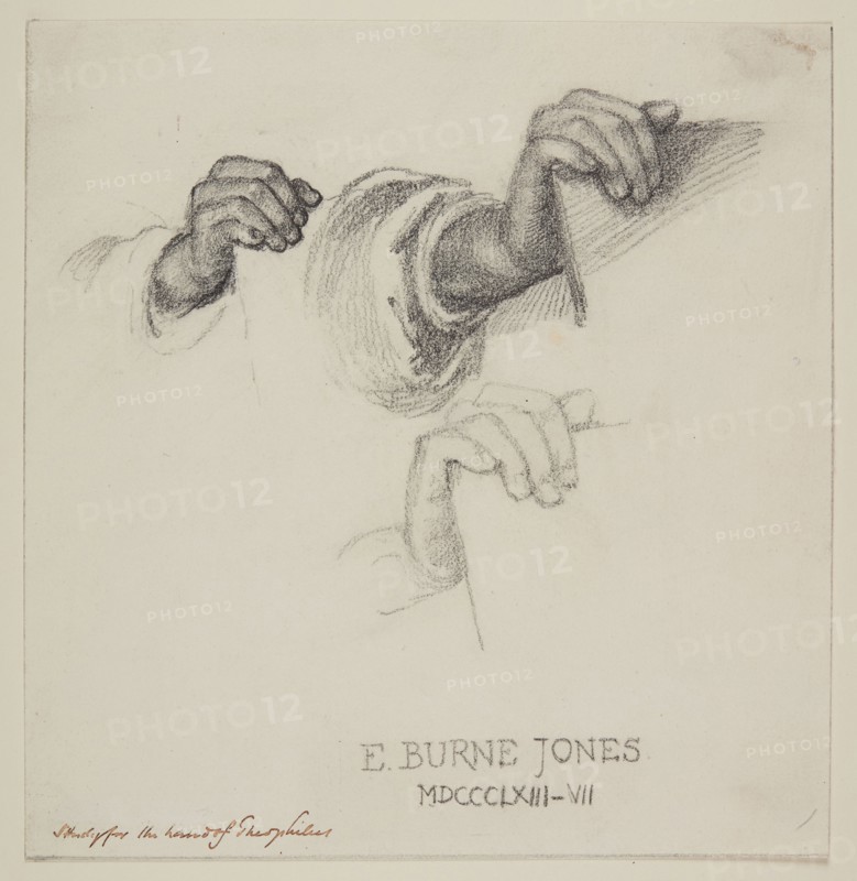 St Theophilus and the Angel - Study for the Hand of Theophilus, 1863-67. Creator: Sir Edward Coley Burne-Jones.
