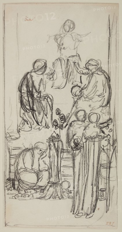 The Fates - composition sketch, 1865. Creator: Sir Edward Coley Burne-Jones.