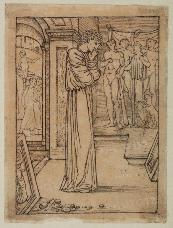 Pygmalion and the Image - Study for Pygmalion in his Workshop, 1867. Creator: Sir Edward Coley Burne-Jones.