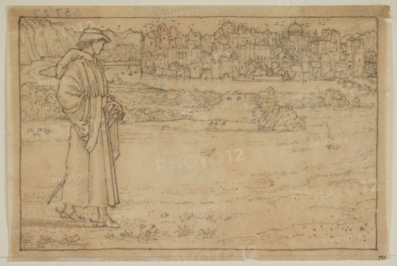 The Hill of Venus - Walter at the Hill of Venus, 1866. Creator: Sir Edward Coley Burne-Jones.