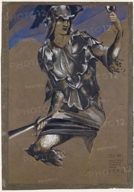The Perseus Series - Study of Perseus in Armour..., mid-late 19th century. Creator: Sir Edward Coley Burne-Jones.