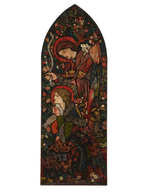 The Annunciation, 1857 (post conservation on black). Creator: Sir Edward Coley Burne-Jones.