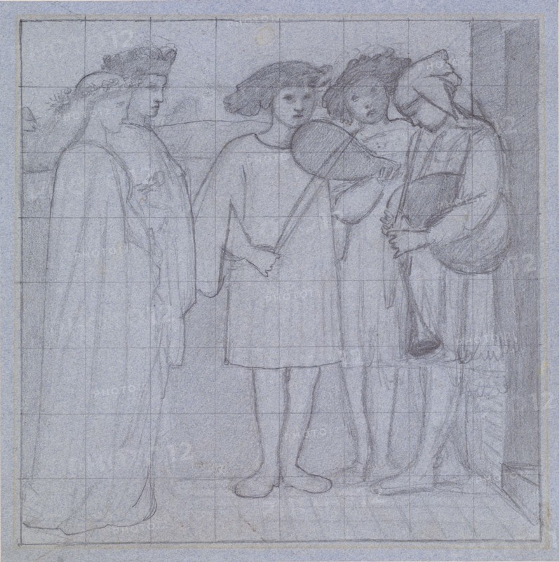 Mural Design - The Wedding Procession of Sir Degrevaunt, 1860. Creator: Sir Edward Coley Burne-Jones.
